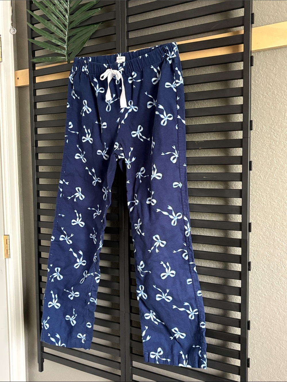 J. Crew Navy and White Bow-Print Pajama Pants